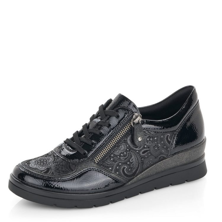 Baskets compensées pour femme marque Remonte. Référence R0701-03 black. Disponible chez Chauss'Family magasin de chaussures Issoire