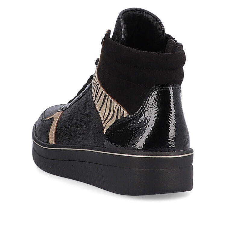 Baskets montantes noires pour femme marque Remonte. Référence D0J71-01 Schwarz. Disponible chez Chauss'Family magasin de chaussures Issoire