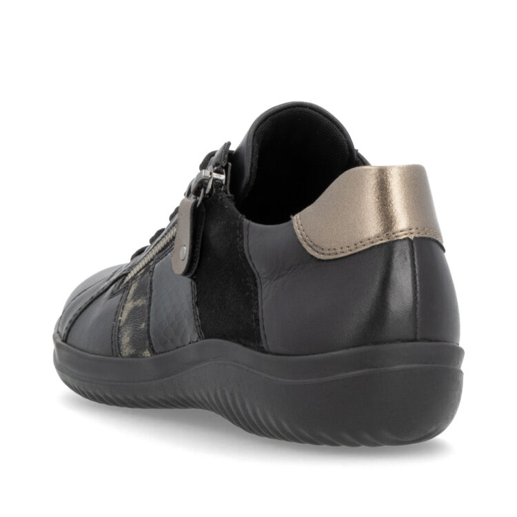 Baskets noires pour femme marque Remonte. Référence D1E00-03 Schwarz. Disponible chez Chauss'Family magasin de chaussures à Issoire.