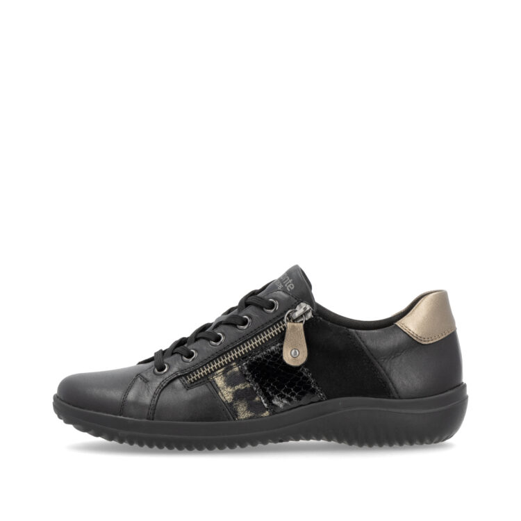 Baskets noires pour femme marque Remonte. Référence D1E00-03 Schwarz. Disponible chez Chauss'Family magasin de chaussures à Issoire.