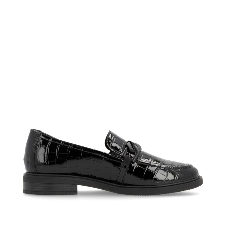 Mocassins noirs pour femme de la marque Remonte. Référence D1U00-00 Black. Disponible chez Chauss'Family magasin de chaussures à Issoire.