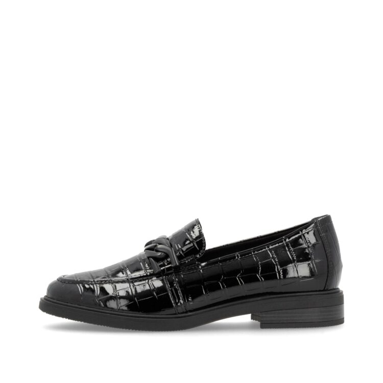 Mocassins noirs pour femme de la marque Remonte. Référence D1U00-00 Black. Disponible chez Chauss'Family magasin de chaussures à Issoire.