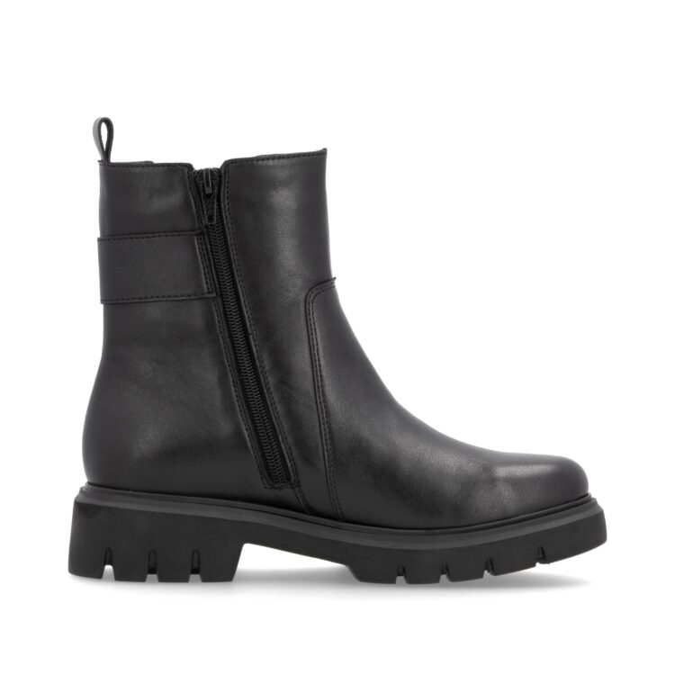 Bottines noires pour femme marque Remonte. Référence D1W74-00 Schwarz. Disponible chez Chauss'Family magasin de chaussures Issoire.