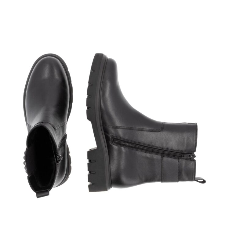 Bottines noires pour femme marque Remonte. Référence D1W74-00 Schwarz. Disponible chez Chauss'Family magasin de chaussures Issoire.