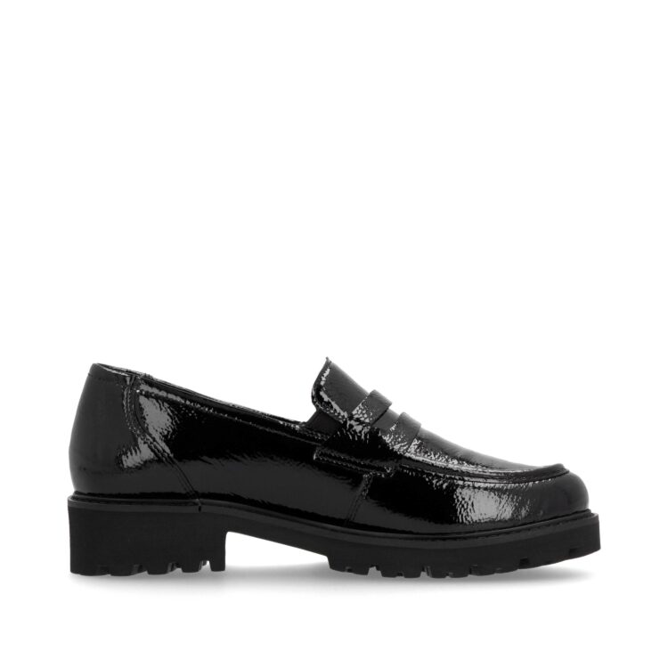 Mocassins noirs pour femme de la marque Remonte. Référence D8602-02 Nero. Disponible chez Chauss'Family magasin de chaussures à Issoire.