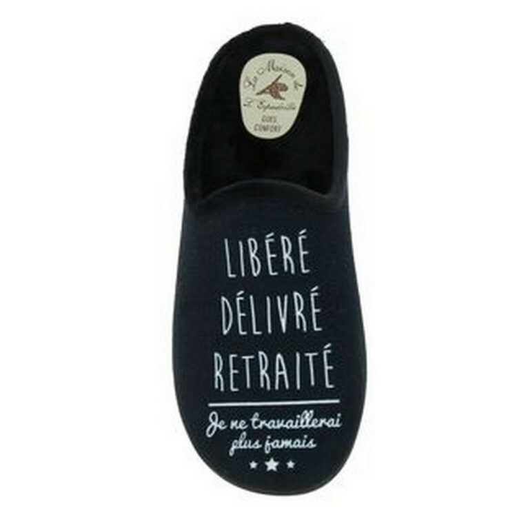 Mules à message humoristique pour homme marque La maison de l'espadrille référence 110-7-H8 Marine. Disponible chez Chauss'Family magasin de chaussures à Issoire.