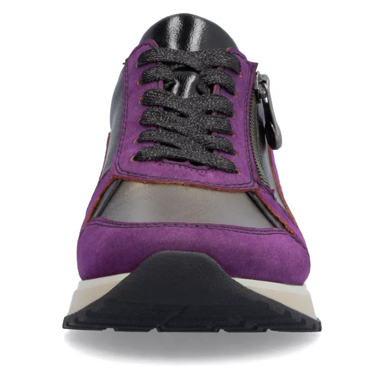 Baskets violettes pour femme marque Rieker. Référence 49002-30 Amethyst. Disponible chez Chauss'Family magasin de chaussures Issoire