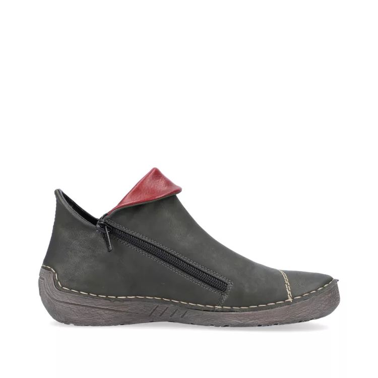 Bottines vertes pour femme marque Rieker. Référence 72581-54 Forest. Disponible chez Chauss'Family magasin de chaussures Issoire.