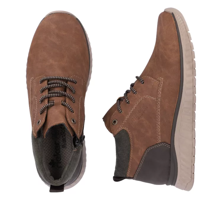 Baskets montantes marron pour homme marque Rieker. Référence B0603-24 Peanut. Disponible chez Chauss'Family magasin de chaussures Issoire.