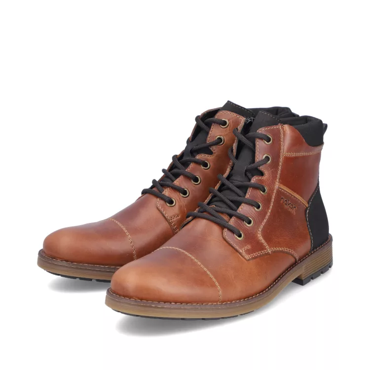 Bottines marron pour homme marque Rieker. Référence F4531-24 Amaretto. Disponible chez Chauss'Family magasin de chaussures Issoire.