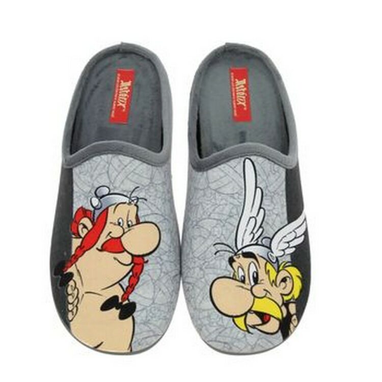 Mules motif Astérix pour homme marque La maison de l'espadrille référence A11H-7 Gris. Disponible chez Chauss'Family magasin de chaussures à Issoire.