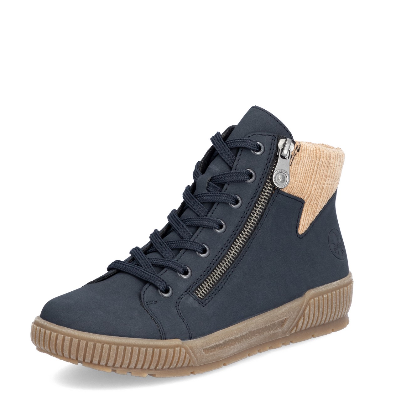 Baskets montantes bleu marine pour femme marque Rieker. Référence N0709-15 Pazifik. Disponible chez Chauss'Family magasin de chaussures Issoire.