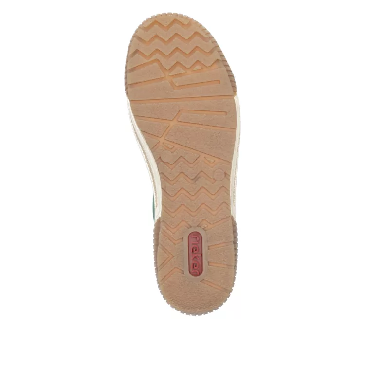 Baskets montantes vertes pour femme marque Rieker. Référence N0709-54 Bottlegreen. Disponible chez Chauss'Family magasin de chaussures Issoire.