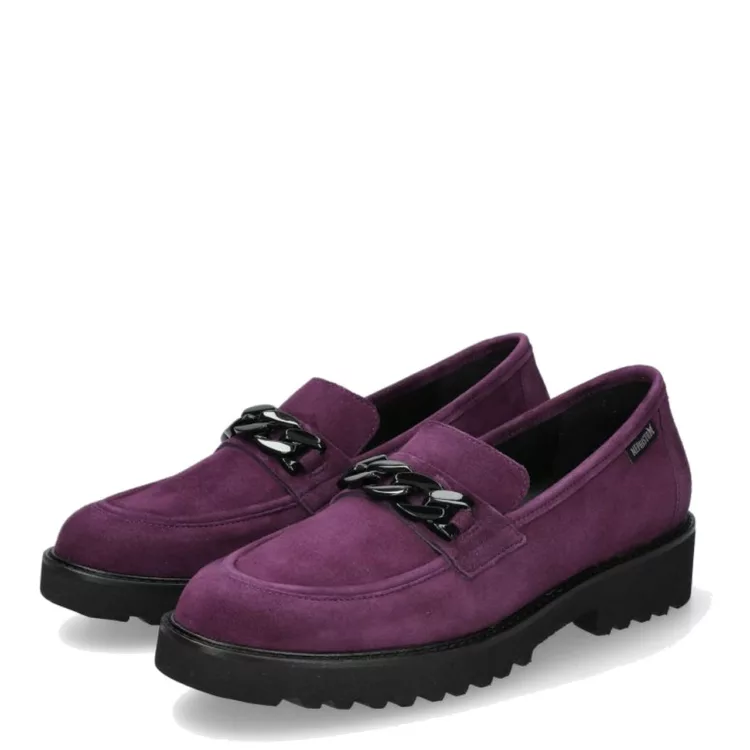 Mocassins violets pour femme marque Mephisto. Référence Salka Purple 12272N. Disponible chez Chauss'Family magasin de chaussures à Issoire.