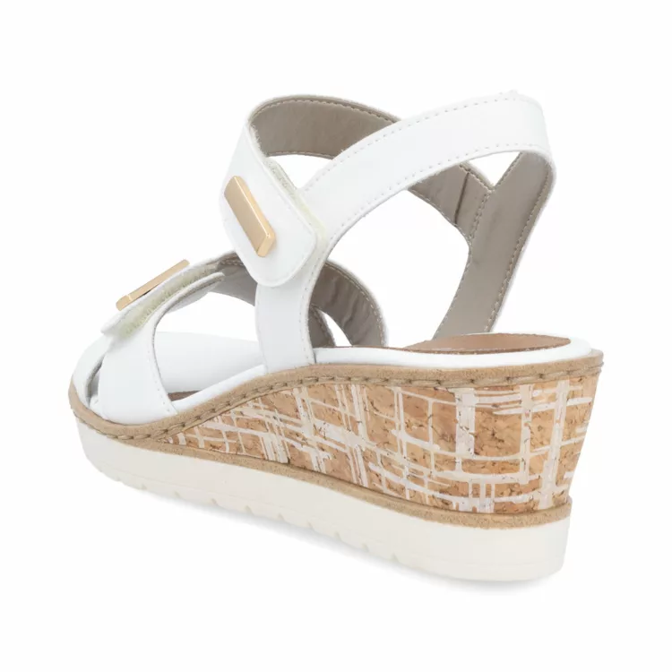 Sandales élastiquées compensées pour femme de la marque Remonte. Référence : R6266-80 Blanc . Disponible chez Chauss'Family magasin de chaussures à Issoire.