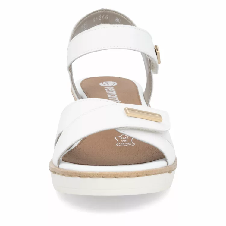 Sandales élastiquées compensées pour femme de la marque Remonte. Référence : R6266-80 Blanc . Disponible chez Chauss'Family magasin de chaussures à Issoire.