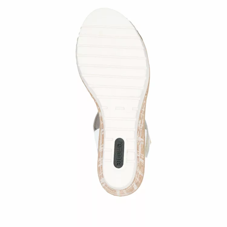 Sandales élastiquées compensées pour femme de la marque Remonte. Référence : R6266-80 Blanc . Disponible chez Chauss'Family magasin de chaussures à Issoire.